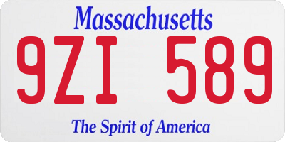 MA license plate 9ZI589