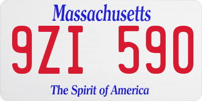 MA license plate 9ZI590