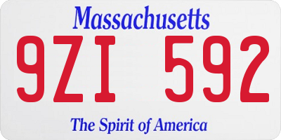 MA license plate 9ZI592