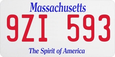 MA license plate 9ZI593