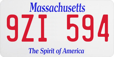 MA license plate 9ZI594