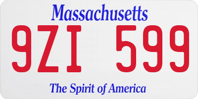 MA license plate 9ZI599