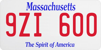 MA license plate 9ZI600