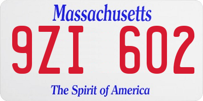 MA license plate 9ZI602