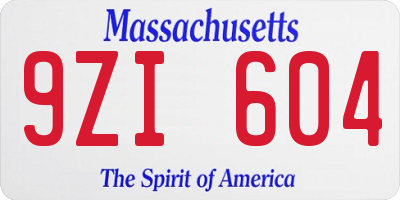 MA license plate 9ZI604