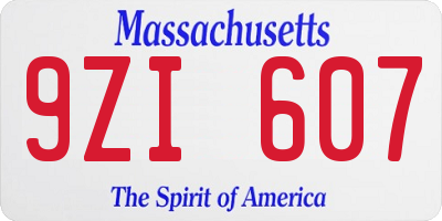 MA license plate 9ZI607