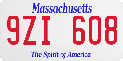 MA license plate 9ZI608