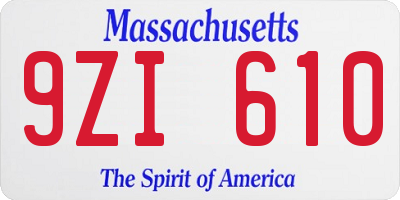 MA license plate 9ZI610