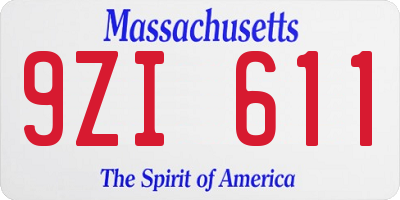 MA license plate 9ZI611