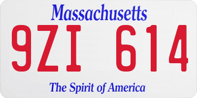 MA license plate 9ZI614