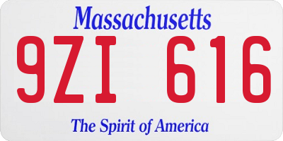 MA license plate 9ZI616