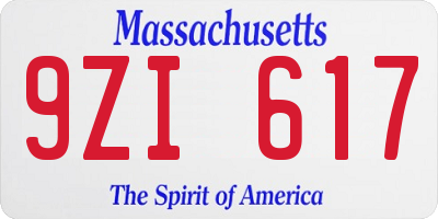 MA license plate 9ZI617