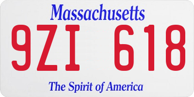 MA license plate 9ZI618