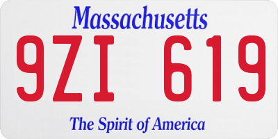 MA license plate 9ZI619