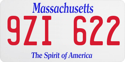 MA license plate 9ZI622