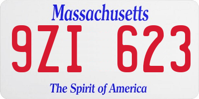 MA license plate 9ZI623