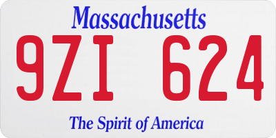 MA license plate 9ZI624
