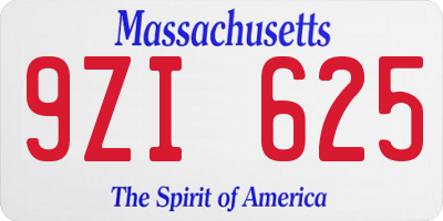 MA license plate 9ZI625