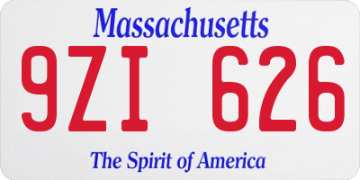 MA license plate 9ZI626