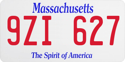 MA license plate 9ZI627