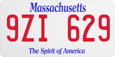 MA license plate 9ZI629