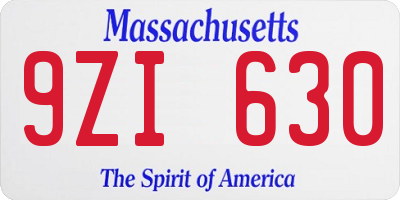 MA license plate 9ZI630