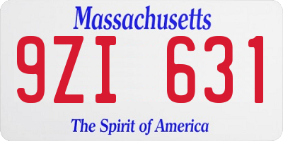 MA license plate 9ZI631
