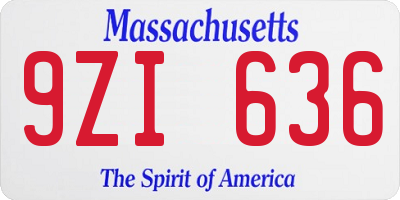 MA license plate 9ZI636