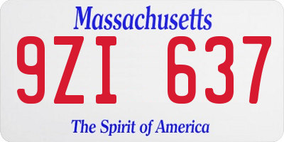 MA license plate 9ZI637