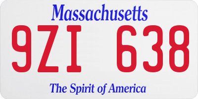 MA license plate 9ZI638
