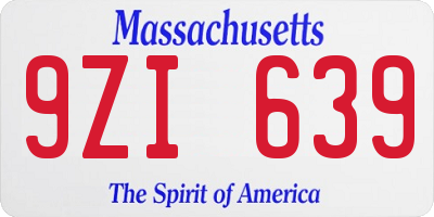 MA license plate 9ZI639