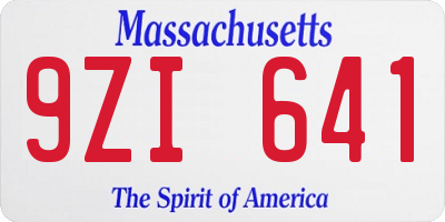 MA license plate 9ZI641