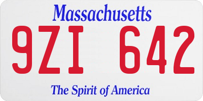 MA license plate 9ZI642