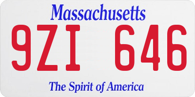 MA license plate 9ZI646