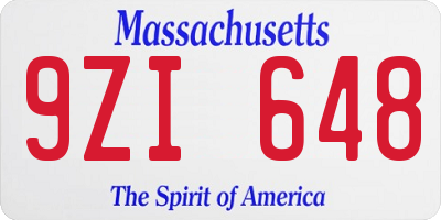 MA license plate 9ZI648
