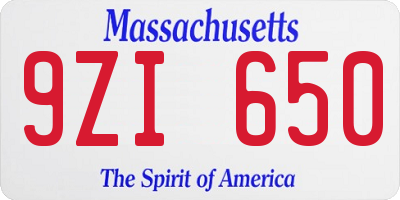 MA license plate 9ZI650