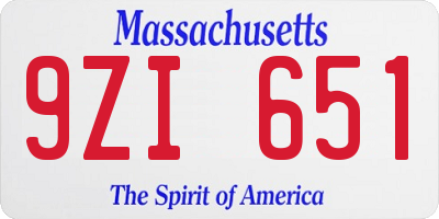 MA license plate 9ZI651