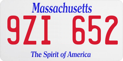 MA license plate 9ZI652