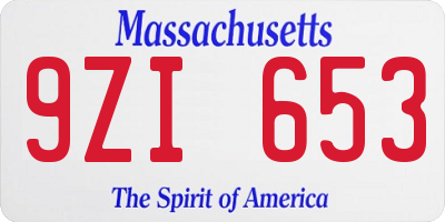 MA license plate 9ZI653