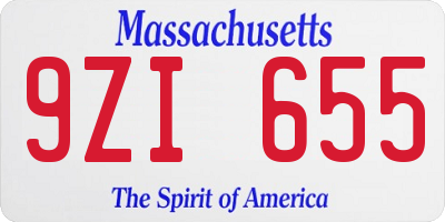 MA license plate 9ZI655