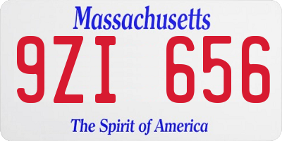 MA license plate 9ZI656