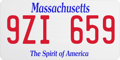 MA license plate 9ZI659