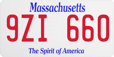 MA license plate 9ZI660
