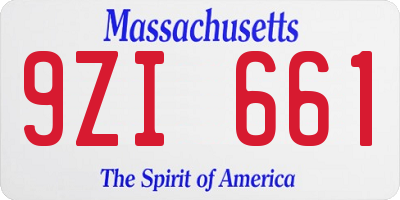 MA license plate 9ZI661