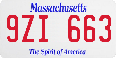 MA license plate 9ZI663