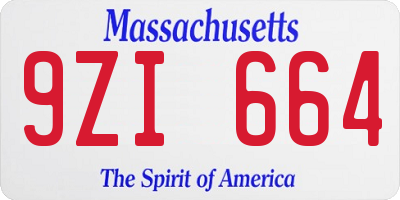 MA license plate 9ZI664