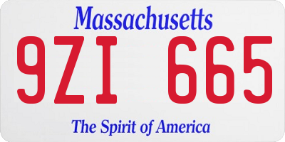 MA license plate 9ZI665