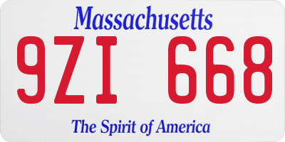 MA license plate 9ZI668