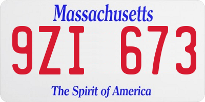 MA license plate 9ZI673