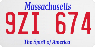 MA license plate 9ZI674